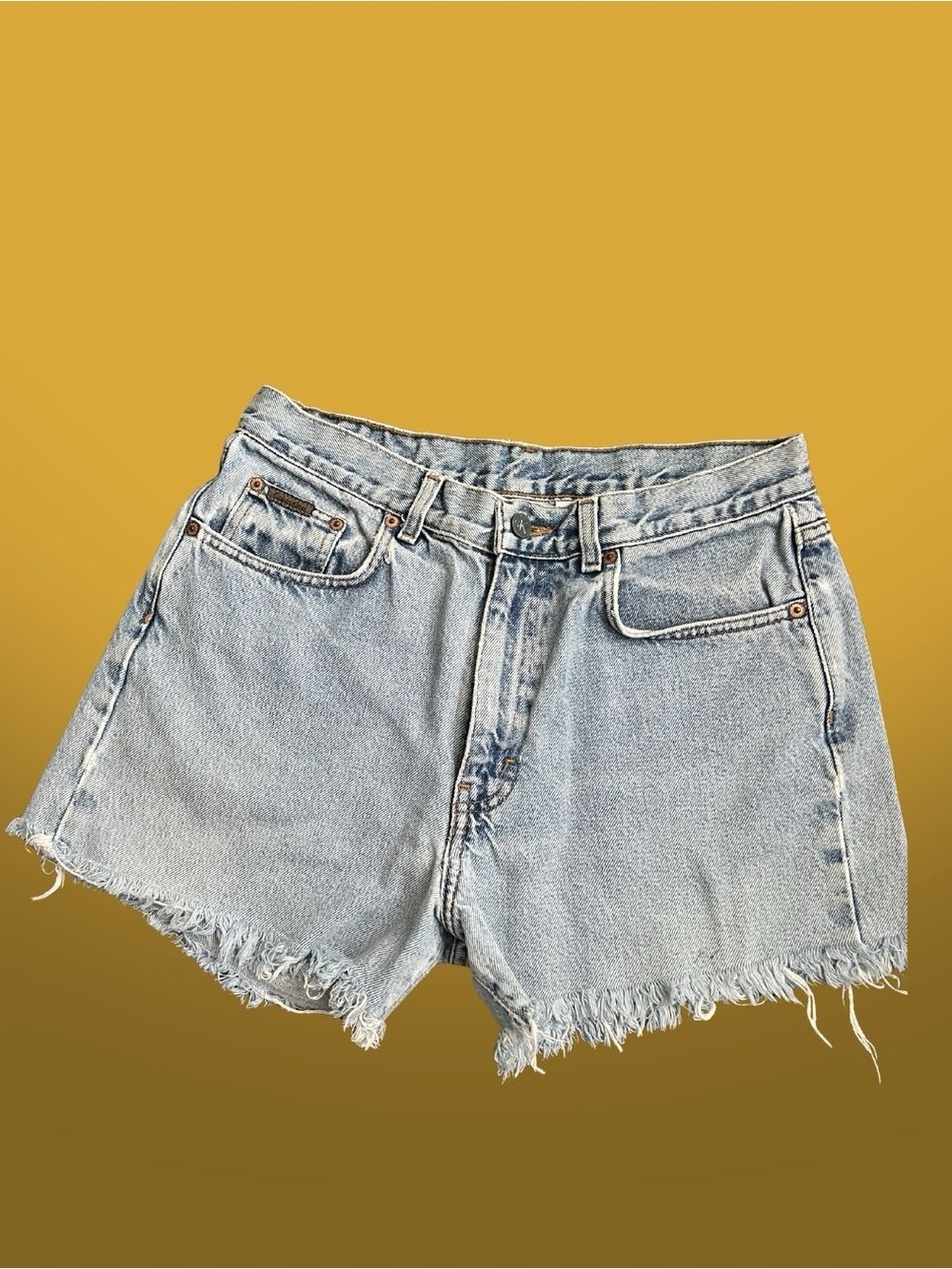 Calvin Klein Light Wash Denim Frayed Hem Women’s Shorts